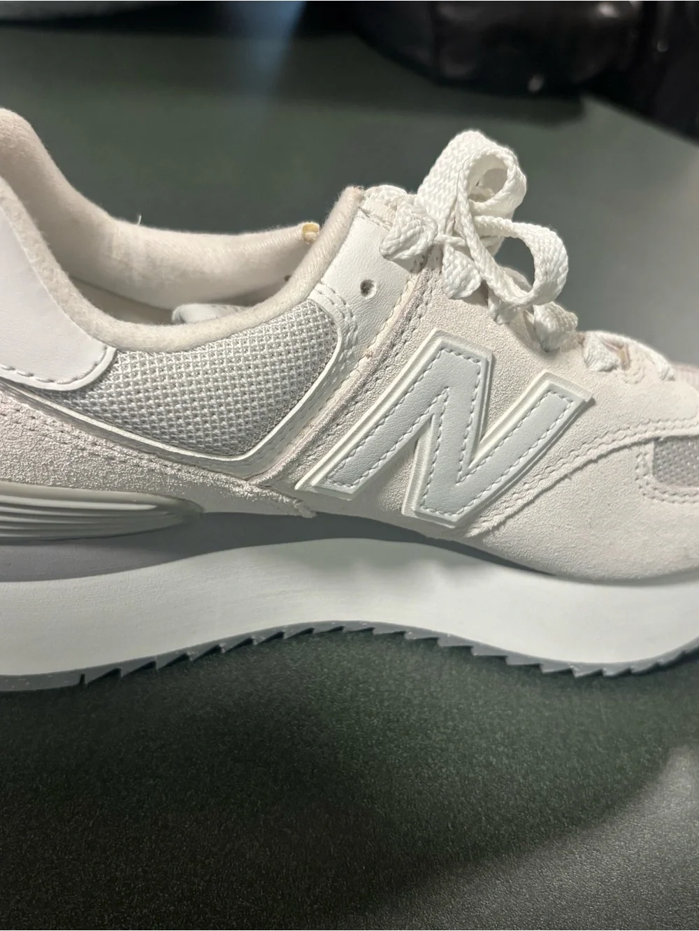 New Balance Women’s Off-White Suede & Mesh Sneaker